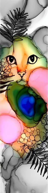 Free abstract cat art bookmarks featuring tropical style abstract cat art